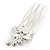 Set of 2 Small Clear Austrian Crystal Flower Side Hair Comb In Rhodium Plating - 25mm Each - view 6