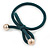 Two Piece Dark Green Bow with Gold Tone Bead Design Hair Elastic Set/ Ideal For School - view 5