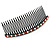 Black Acrylic With AB/ Ruby Red Crystal Accent Hair Comb - 10cm