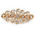 Bridal Wedding Prom Gold Tone Filigree Diamante Floral Barrette Hair Clip Grip - 80mm Across - view 5