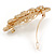 Bridal Wedding Prom Gold Tone Filigree Diamante Floral Barrette Hair Clip Grip - 80mm Across - view 4