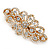 Bridal Wedding Prom Gold Tone Filigree Diamante Floral Barrette Hair Clip Grip - 80mm Across - view 6