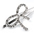 2 Bridal/ Prom Clear Crystal Bow Hair Grips/ Slides In Rhodium Plating - 70mm Across - view 2