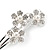 2 Bridal/ Prom Clear Crystal, Pearl Flower Hair Grips/ Slides In Rhodium Plating - 65mm Across - view 3