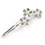 2 Bridal/ Prom Clear Crystal, Pearl Flower Hair Grips/ Slides In Rhodium Plating - 65mm Across - view 4