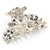 Small Bridal/ Prom/ Wedding Acrylic Flower, Crystal Hair Claw In Silver Tone Metal - 55mm Across