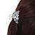 Small Bridal/ Prom/ Wedding Acrylic Flower, Crystal Hair Claw In Silver Tone Metal - 55mm Across - view 2