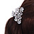 Small Bridal/ Prom/ Wedding Acrylic Flower, Crystal Hair Claw In Silver Tone Metal - 60mm Across - view 2