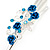 Medium Blue Crystal, Rose Floral Hair Beak Clip/ Concord/ Alligator Clip In Silver Tone - 75mm L - view 4