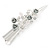 Medium Clear Crystal, Light Grey Rose Floral Hair Beak Clip/ Concord/ Alligator Clip In Silver Tone - 75mm L - view 8