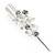 Medium Clear Crystal, Light Grey Rose Floral Hair Beak Clip/ Concord/ Alligator Clip In Silver Tone - 75mm L