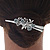 Medium Clear Crystal, Light Grey Rose Floral Hair Beak Clip/ Concord/ Alligator Clip In Silver Tone - 75mm L - view 3