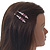 Pair Of Pink Crystal Rose Hair Slides In Rhodium Plating - 55mm L - view 2