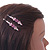 Pair Of Pink Crystal Rose Hair Slides In Rhodium Plating - 55mm L - view 5