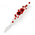 Pair Of Red Crystal Rose Hair Slides In Rhodium Plating - 55mm L - view 6