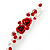 Pair Of Red Crystal Rose Hair Slides In Rhodium Plating - 55mm L - view 3