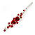 Pair Of Red Crystal Rose Hair Slides In Rhodium Plating - 55mm L - view 8
