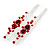 Pair Of Red Crystal Rose Hair Slides In Rhodium Plating - 55mm L