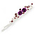 Pair Of Purple Crystal Rose Hair Slides In Rhodium Plating - 55mm L - view 6