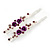 Pair Of Purple Crystal Rose Hair Slides In Rhodium Plating - 55mm L - view 7