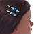 Pair Of Blue Crystal Rose Hair Slides In Rhodium Plating - 55mm L - view 4