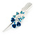 Medium Blue Crystal, Rose Hair Beak Clip/ Concord/ Alligator Clip In Silver Tone - 75mm L - view 7