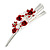 Medium Red Crystal, Rose Floral Hair Beak Clip/ Concord/ Alligator Clip In Silver Tone - 75mm L - view 5