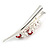 Medium Red Crystal, Rose Floral Hair Beak Clip/ Concord/ Alligator Clip In Silver Tone - 75mm L - view 6