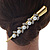 Long Vintage Inspired Gold Tone Clear Crystal White Faux Pearl Hair Beak Clip/ Concord/ Crocodile Clip - 13cm L - view 3