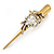 Long Vintage Inspired Gold Tone Clear Crystal Floral Hair Beak Clip/ Concord/ Crocodile Clip - 13.5cm L