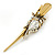 Long Vintage Inspired Gold Tone Clear Crystal Floral Hair Beak Clip/ Concord/ Crocodile Clip - 13.5cm L - view 6