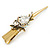Long Vintage Inspired Gold Tone Clear Crystal Floral Hair Beak Clip/ Concord/ Crocodile Clip - 13.5cm L - view 7