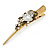 Long Vintage Inspired Gold Tone Clear Crystal Floral Hair Beak Clip/ Concord/ Crocodile Clip - 13.5cm L - view 7