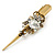 Long Vintage Inspired Gold Tone Clear Crystal Floral Hair Beak Clip/ Concord/ Crocodile Clip - 13.5cm L - view 6
