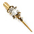 Long Vintage Inspired Gold Tone Clear Crystal Floral Hair Beak Clip/ Concord/ Crocodile Clip - 13.5cm L - view 8
