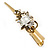 Long Vintage Inspired Gold Tone Clear Crystal Floral Hair Beak Clip/ Concord/ Crocodile Clip - 13.5cm L - view 5