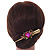 Long Vintage Inspired Gold Tone Fuchsia/ Pink Crystal Floral Hair Beak Clip/ Concord/ Crocodile Clip - 13.5cm L - view 2