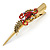 Long Vintage Inspired Gold Tone Ruby Red Crystal Whimsical Feather Hair Beak Clip/ Concord/ Crocodile Clip - 13.5cm L - view 6