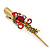 Long Vintage Inspired Gold Tone Ruby Red Crystal Whimsical Feather Hair Beak Clip/ Concord/ Crocodile Clip - 13.5cm L - view 8