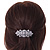 Medium Rhodium Plated Clear Crystal Floral Barrette Hair Clip Grip - 65mm Across - view 2