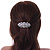 Medium Rhodium Plated Clear Crystal Floral Barrette Hair Clip Grip - 65mm Across - view 3