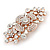 Medium Rose Gold Tone Clear Crystal Floral Barrette Hair Clip Grip - 65mm Across - view 6