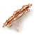 Medium Rose Gold Tone Clear Crystal Floral Barrette Hair Clip Grip - 65mm Across - view 5
