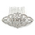 Bridal/ Wedding/ Prom/ Party Rhodium Plated Clear Austrian Crystal Floral Side Hair Comb - 65mm - view 7