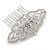 Bridal/ Wedding/ Prom/ Party Rhodium Plated Clear Austrian Crystal Floral Side Hair Comb - 65mm - view 6