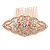 Bridal/ Wedding/ Prom/ Party Rose Gold Tone Clear Austrian Crystal Floral Side Hair Comb - 65mm - view 7