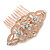Bridal/ Wedding/ Prom/ Party Rose Gold Tone Clear Austrian Crystal Floral Side Hair Comb - 65mm - view 6