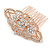 Bridal/ Wedding/ Prom/ Party Rose Gold Tone Clear Austrian Crystal Floral Side Hair Comb - 65mm - view 8