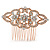 Bridal/ Wedding/ Prom/ Party Rose Gold Tone Clear Austrian Crystal Floral Side Hair Comb - 65mm