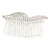 Bridal/ Wedding/ Prom/ Party Silver Plated Clear Crystal, Cream Faux Pearl Double Leaf Hair Comb - 85mm - view 5
